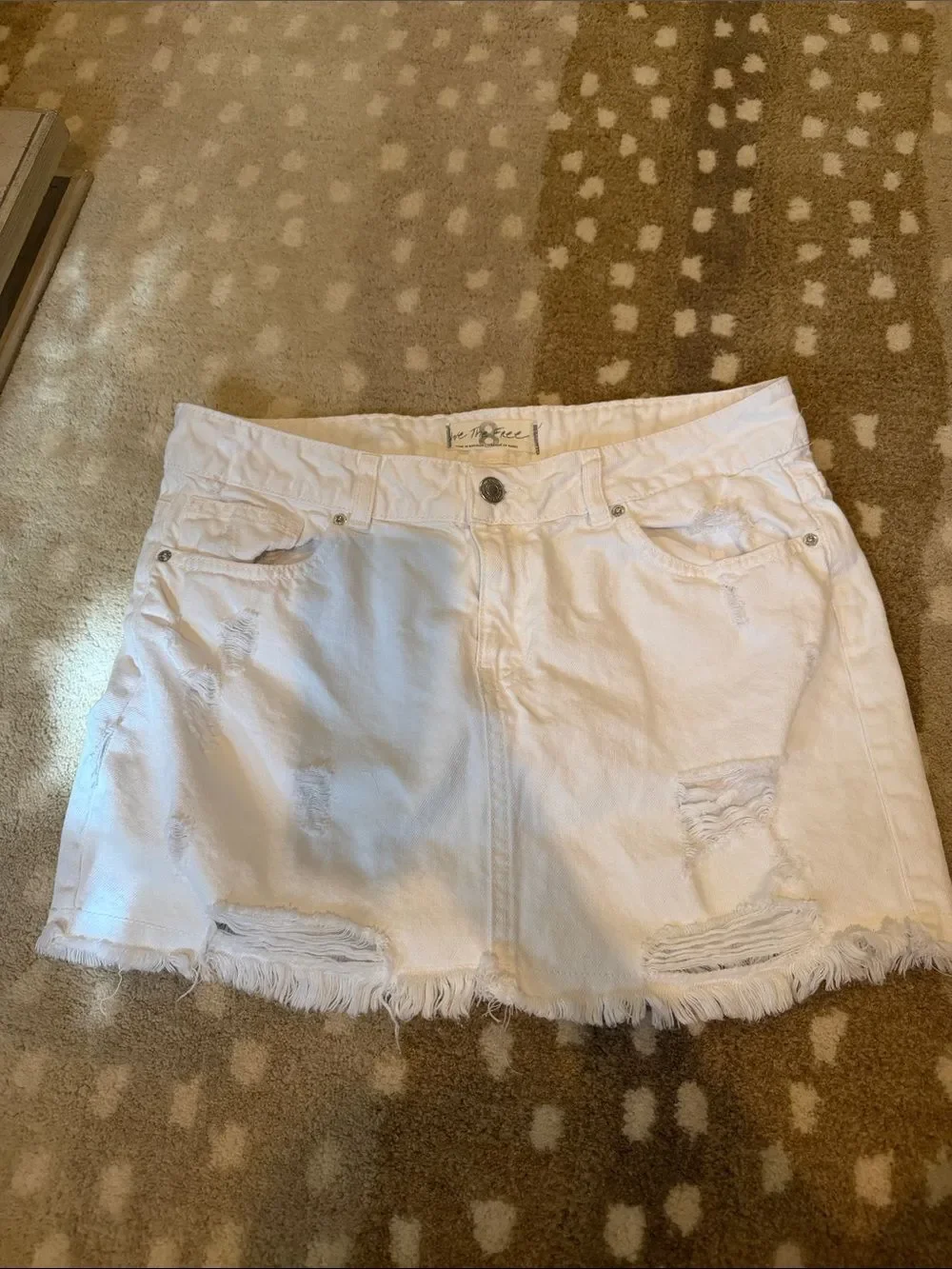 FREE PEOPLE Denim OUT OF THE ORDINARY Mini Skirt